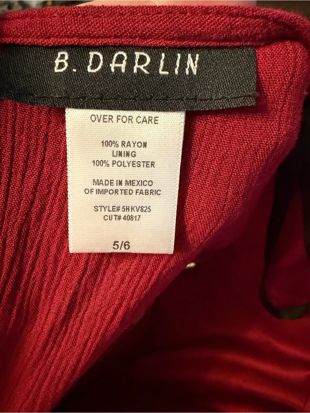 B Darlin Women's Burgundy V-Neck Ruffle Mini Dress